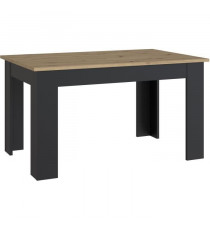 Table a manger PILVI - Style contemporain - Particules mélaminé - Décor Chene et noir - 4/6 personnes - L 140 x P 77 x H 90 cm