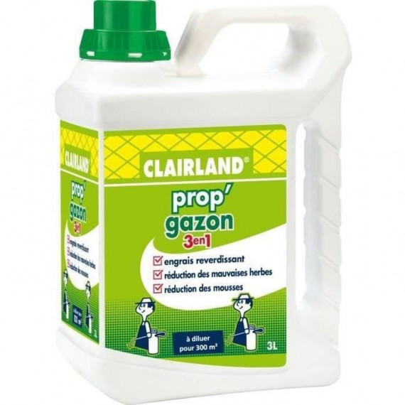 CLAIRLAND Engrais Gazon liquide - PROP'GAZON - 3 en 1 - Concentré - 3 L - A diluer