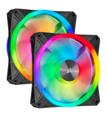 CORSAIR Lot de deux ventilateurs iCUE QL140 RGB - Diametre 140mm - Avec lighting Node Core (CO-9050100-WW)