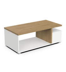 Table basse rectangulaire ACCESS - 3 Niches - Décor chene Hamilton et blanc - L 91,8 x P 50 x H 36 cm - DEMEYERE
