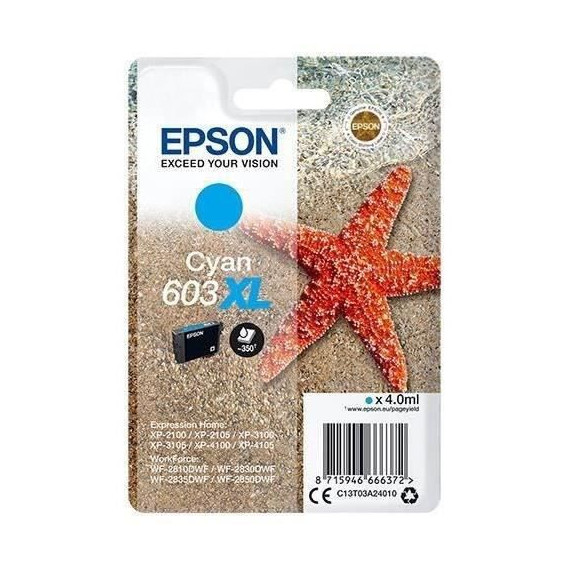 EPSON Cartouche d'encre 603 XL Cyan - Etoile de mer (C13T03A24010)