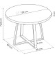 Table a manger fixe pieds métal - Décor Chene - Dimensions 120 cm