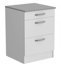 OSLO Meuble Bas 3 tiroirs + plan - Décor blanc - L 60 x P 60 x H 86 cm
