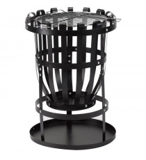 Brasero Forno Firebasket en acier - 3 pieds - Finition noire - Grille chromée