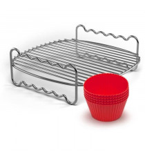 Set d'accessoires de cuisson, Grille double niveau, moules a muffin pour Philips AirFryer - PHILIPS - HD9904/01