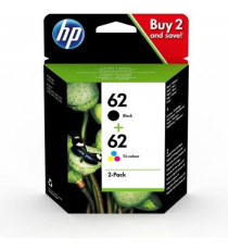 HP 62 Pack de 2 cartouches d'encre noire et trois couleurs authentiques (N9J71AE) pour Officejet Mobile 250, Envy 5540/5640/7640