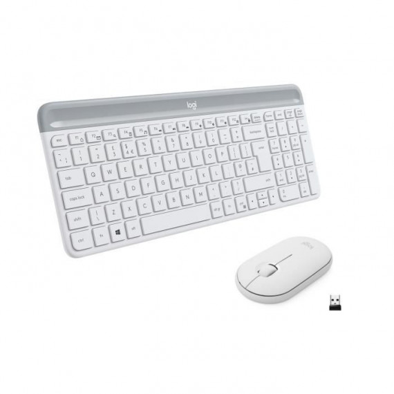 Logitech MK470 Slim Combo Clavier et Souris sans Fil Compacte, Ultra Silencieux, 2,4 GHz USB, Plug n' Play, pour Windows - Blanc