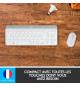 Logitech MK470 Slim Combo Clavier et Souris sans Fil Compacte, Ultra Silencieux, 2,4 GHz USB, Plug n' Play, pour Windows - Blanc