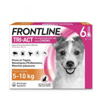 FRONTLINE Tri-Act Chiens S - 5 a 10 kg - 6 Pipettes - puces, tiques, moustiques, phlébotomes et mouches piqueuses
