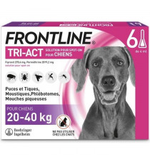 FRONTLINE Tri-Act Chiens L - 20 a 40 kg - 6 pipettes  - puces, tiques, moustiques, phlébotomes et mouches piqueuses