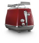 Toaster DELONGHI ICONA CAPITALS 2 tranches - 900W - Grille pain 3 fonctions - Chauffe viennoisseries inclus - Rouge