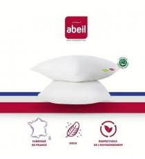 ABEIL Lot de 2 Oreillers Bio Confort - 60 x 60 cm - Blanc
