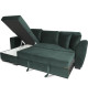 Canapé d'angle convertible HAMILTON 4 places - Tissu velours vert - L 245 x P 140 x H 86 - Coffre de rangement
