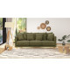 Canapé fixe 4 places CONSTANCE - Tissu vert - Pied en bois massif - L 212 x H 87 x P 93 cm