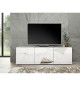 Meuble TV - Blanc laqué brillant avec sérigraphie miroir - L181 x P43 x H57 cm - VICTORY