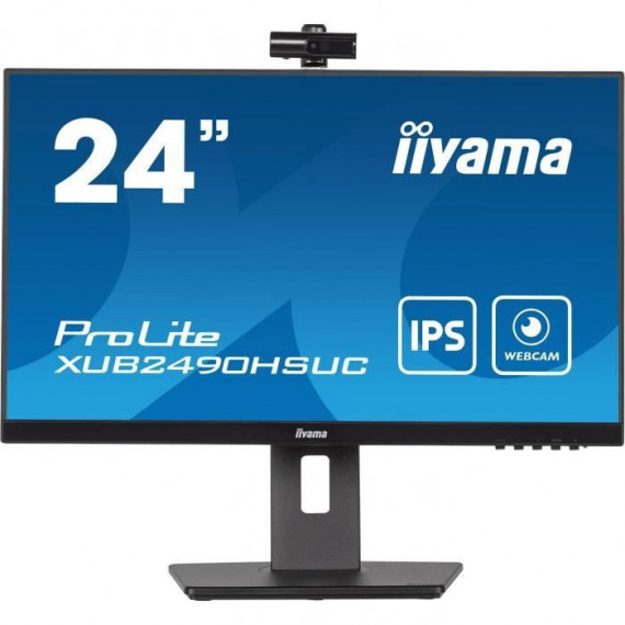 Ecran PC - IIYAMA - XUB2490HSUC-B5 - 24 IPS LED FHD - 4ms - 60Hz - HDMI DP VGA - Webcam FHD et microphone