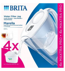 BRITA Carafe filtrante Marella blanche + 4 cartouches MAXTRA PRO All-In-1