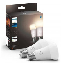 Philips Hue White, ampoule LED connectée E27, Equivalent 75W, 1100 lumen, Compatible Bluetooth, Pack de 2