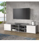 Meuble TV PILVI - Blanc et béton clair - L 180 x P 42 x H 37 cm