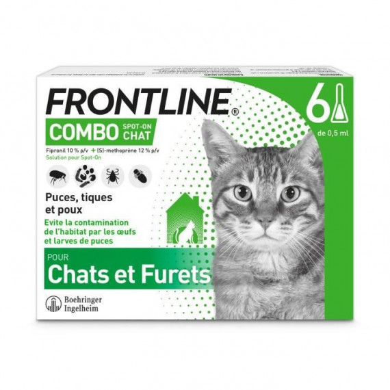 FRONTLINE Combo Chats et Furets - 6 pipettes - Puces tiques et poux