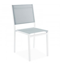Lot de 4 chaises de jardin en aluminium assise textilene  - 48 x 56 x 87 cm - Blanc