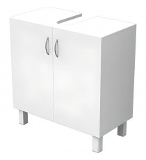 Meuble sous lavabo 2 portes - ESSENTIEL - Blanc - Contemporain - Design - Bois - Panneaux de particules