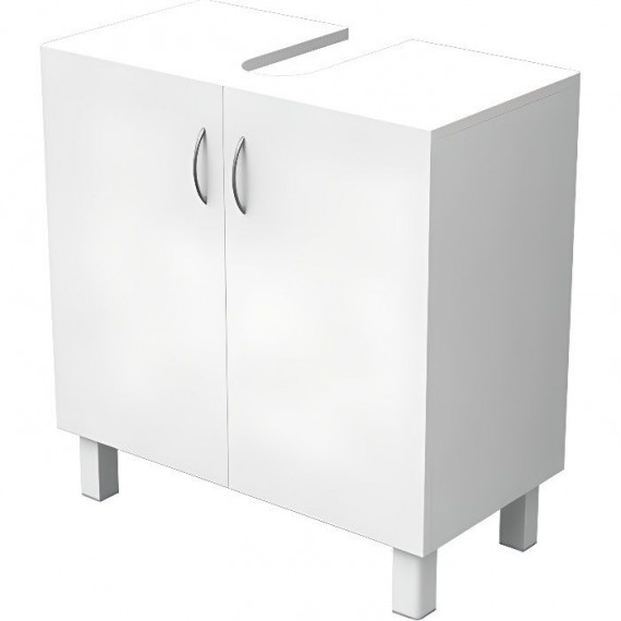 Meuble sous lavabo 2 portes - ESSENTIEL - Blanc - Contemporain - Design - Bois - Panneaux de particules