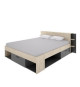 SAX Lit adulte - 160x200 cm - 3 tiroirs + Tete de lit avec rangement - Décor chene et anthracite