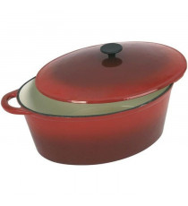 CREALYS GRAND CHEF Cocotte ovale en fonte d'acier émaillée - L 37 cm - 9 L - Rouge - Tous feux dont induction