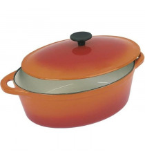 CREALYS GRAND CHEF Cocotte ovale en fonte d'acier émaillée - L 37 cm - 9 L - Orange - Tous feux dont induction