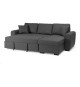 Canapé d'angle convertible réversible 4 places - Tissu gris - L 244 x P 151 x H 90 - HAMILTON - Fabriqué en Ukraine