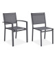 Ensemble repas en aluminium 4 a 6 personnes - Table extensible 180/240 cm + 4 chaises et 2 fauteuils textilene - Gris