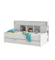 DEMEYERE Sherwood Lit gigogne enfant - Contemporain - Tete de lit étageres intégrées - Blanc perle - l 90 x L 200 cm