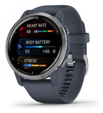 Garmin - Venu 2 - Montre connectée GPS Multi-sports & Santé - Autonomie Longue Durée - Bracelet Bleu Gris & Silver