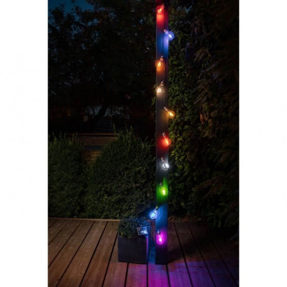 Guirlande solaire Guinguette 10 ampoules de différentes couleurs d'allumage