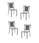 Lot de 4 chaises a manger de jardin - Style zellige - Acier thermolaqué + Textilene  - 50 x 59 x 91 cm