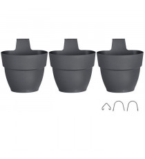 ELHO - Pot de fleurs -  Vibia Campana Foret Vertical Set/3 - Anthracite - Balcon extérieur - L 17.1 x W 20.7 x H 29.7 cm