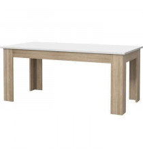 Table a manger PILVI - 8 personnes - Blanc et chene sonoma - L 180 x I90 x H 75 cm