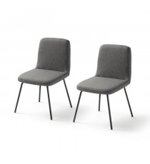 Lot de 2 chaises - Pieds en métal - Tissu Gris - L 44 x P 56 x H 80 cm