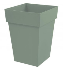 EDA PLASTIQUE - Pot de fleur mi-haut carré Toscane - 39 x 39 x H 53 cm - 51 L - Vert laurier