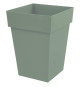 EDA PLASTIQUE - Pot de fleur mi-haut carré Toscane - 39 x 39 x H 53 cm - 51 L - Vert laurier