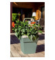 EDA PLASTIQUE - Pot de fleur carré Toscane - 32 x 32 x H 32 cm - 22 L - Vert laurier