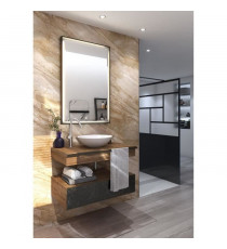 Miroir de salle de bain AURYS HARMONY 700*1200 - éclairage led, anti-buée, cadre noir