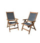 Lot de 2 fauteuils de jardin pliants en bois d'acacia FSC et textilene - Gris