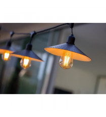 LUMISKY Guirlande décorative vintage - 10 ampoules avec abat jour a filament sur secteur 7m