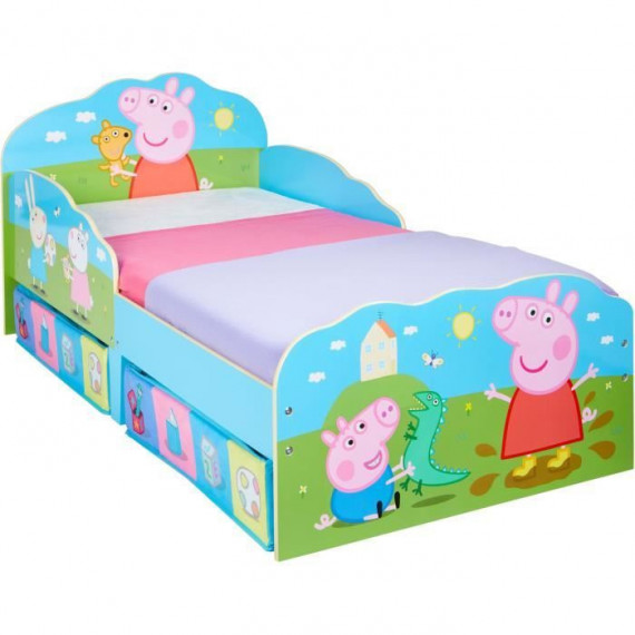 Peppa Pig - Lit pour enfants avec tiroirs de rangement sous le lit pour matelas 140cm x 70cm
