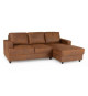 Canapé d'angle droit 4 places - Tissu marron vintage - Contemporain - L 215 x P 140 x H 86 cm - PAUL