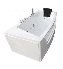 Baignoire Balnéo - Pack Luxe - 185x90x68cm - Appuie-tete - Systeme Air Bubble - LED - Cascade d'eau