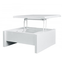 Table basse relevable - Blanc laqué - L 75 x P 75 x H 35 - KARL