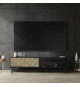 Meuble TV 2 portes - Bois et métal noir - L 180 x P 40 x H 52 - BROOKLYN